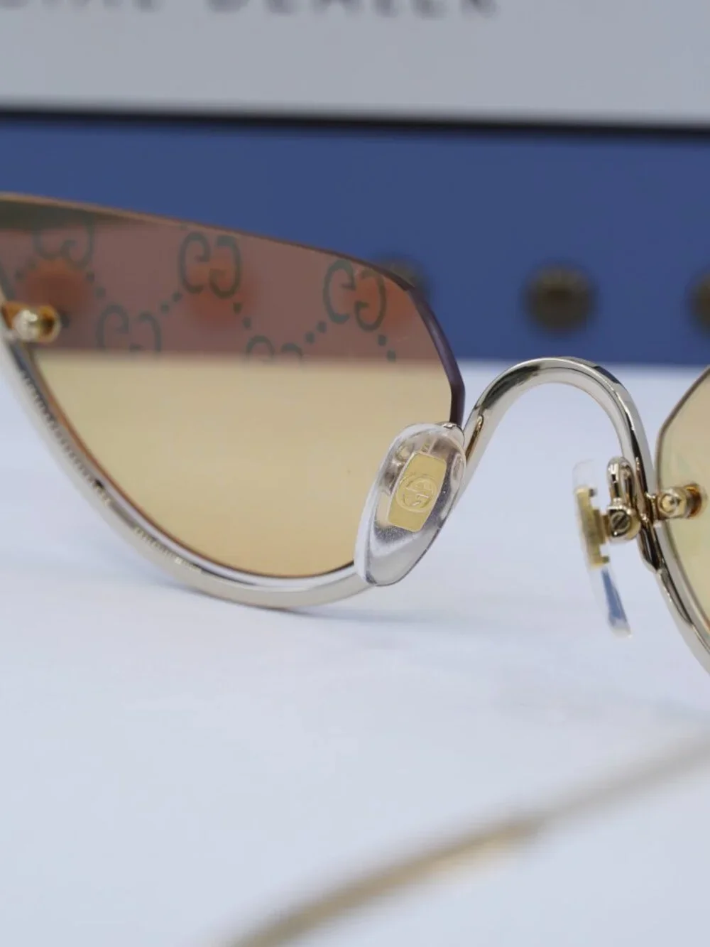 Gucci GG1603S 004 Cat Eye Sunglasses - Gold/Rose Mirror to Dark Yellow